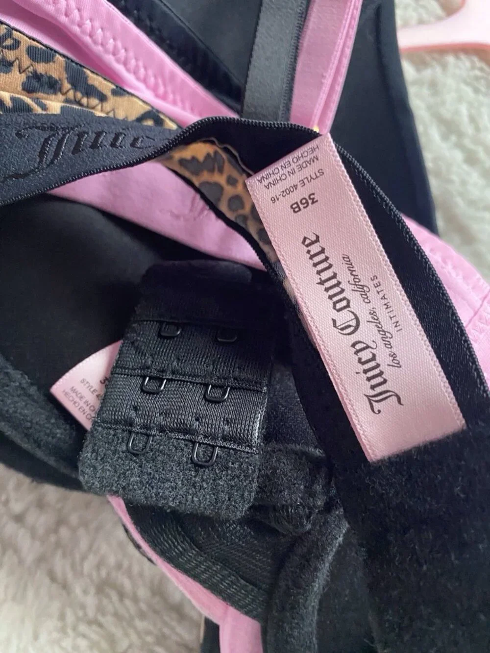 3 Pack‎ Juicy Couture Sexy Push Up Bra Size 36B Cheetah Animal Print Pink NEW